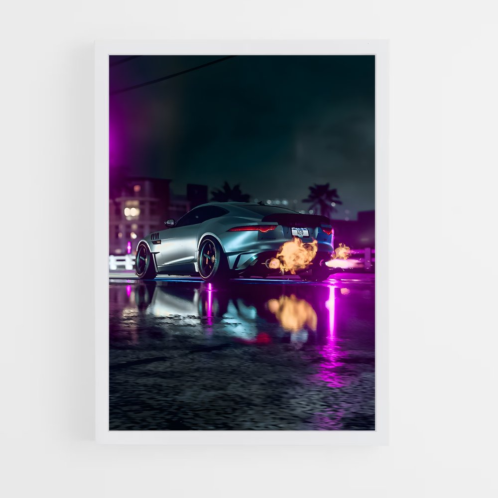 Poster Nuit Enflammée – affiche Jaguar (vue 3)